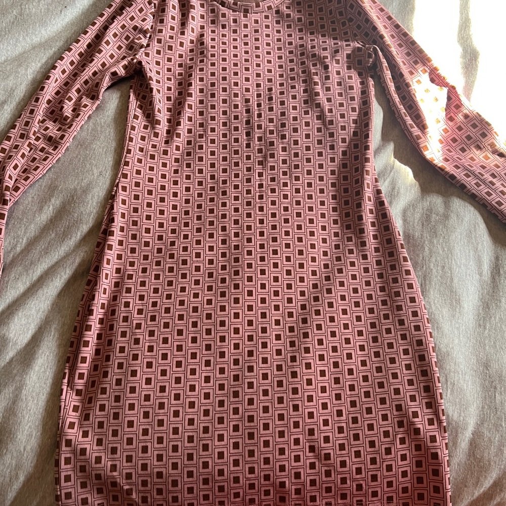 Zara Red Bodycon Mini Dress Long Sleeve Crew Neck